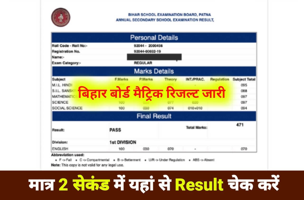 BSEB Class 10th Result 2022 Out Download Direct
